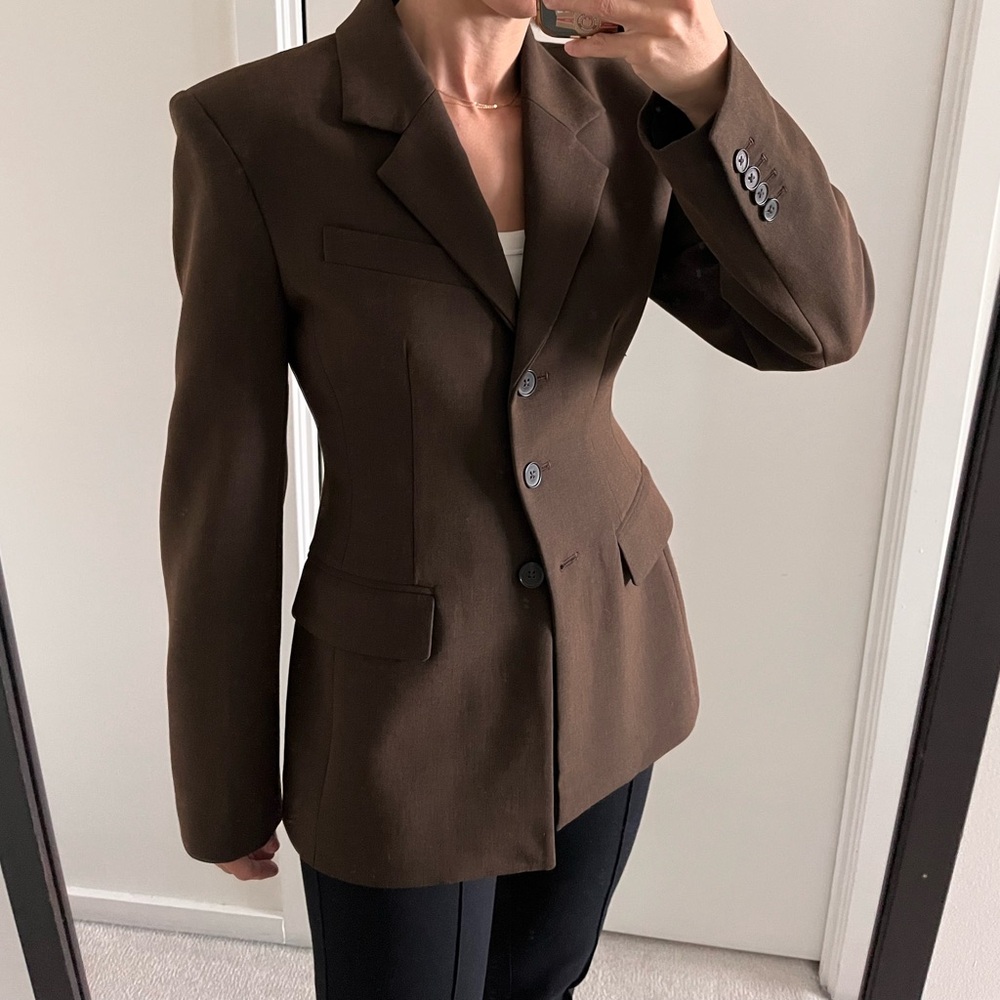Babaton Standout Blazer in Heather chocolate brown